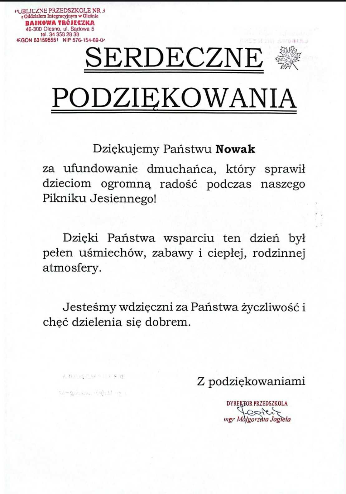 Podziękowania